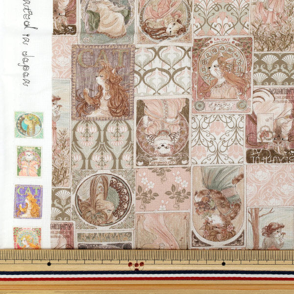 生地 『アートダニャ 50cmカットクロス ミュシャ風 セピア 約110×50cm C2025-2S-SP』