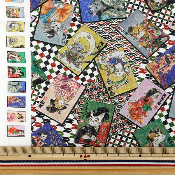 生地 『アートダニャ 50cmカットクロス 浮世絵風 ホワイト 約110×50cm