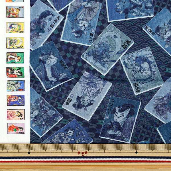 生地 『アートダニャ 50cmカットクロス 浮世絵風 ブルー 約110×50cm C2025-3S-BL』