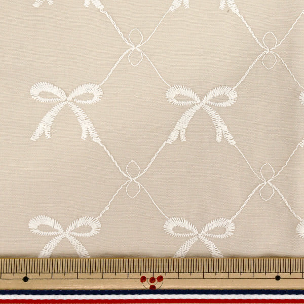 生地 『ナイロンワッシャーリボン刺繍 トレンドファブリック カットクロス 約130cm×50cm ダルブラウン TF-90C』 KIYOHARA 清原