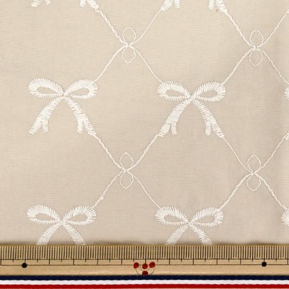 生地 『ナイロンワッシャーリボン刺繍 トレンドファブリック カットクロス 約130cm×50cm ダルブラウン TF-90C』 KIYOHARA 清原