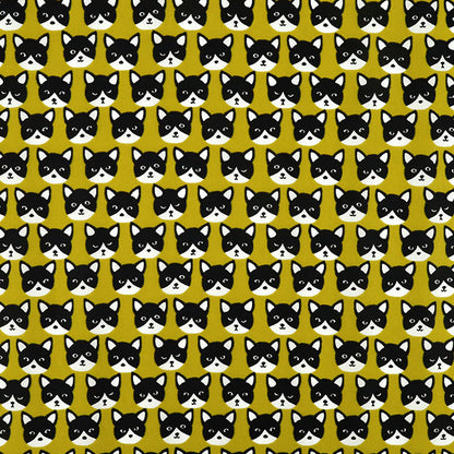 Fabric "nylonOxfordPrint M size Cut Cloth Cat Yellow C-80012-1A”