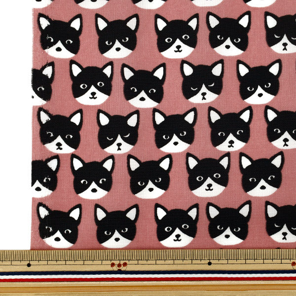 Fabric "nylonOxfordPrint M size Cut Cloth Cat Red C-80012-1B”