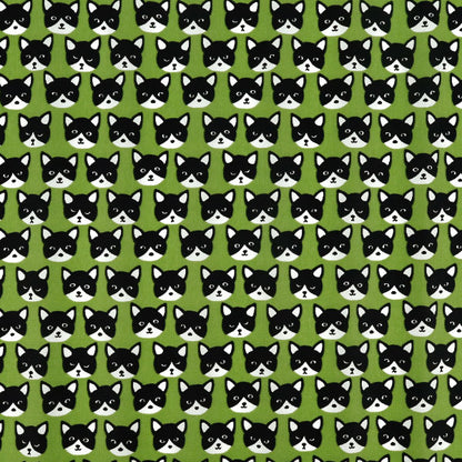 Fabric "nylonOxfordPrint M size Cut Cloth Cat Green C-80012-1C”