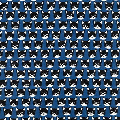 Fabric "nylonOxfordPrint M size Cut Cloth Cat Blue C-80012-1E”