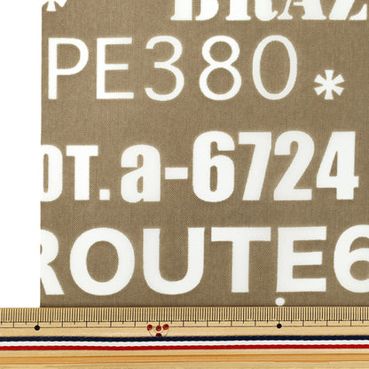 Fabric "nylonOxfordPrint M size Cut Cloth English letters beige C-80012-2A”