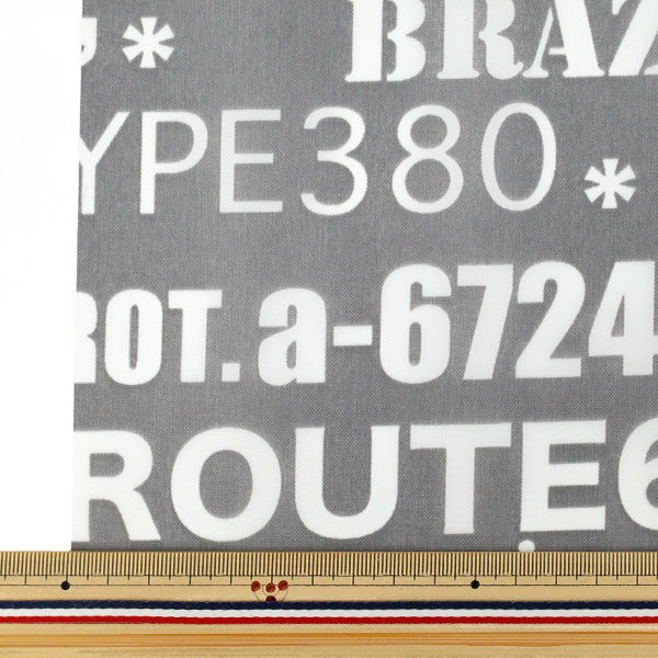 Fabric "nylonOxfordPrint M size Cut Cloth English letters Gray C-80012-2B”