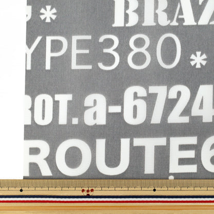 Fabric "nylonOxfordPrint M size Cut Cloth English letters Gray C-80012-2B”