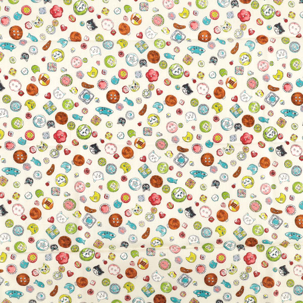 천・원단 "귀엽다.소잉 버튼 컷 천 약 110×50cm 내츄럴 CCOCO-2602-1A』