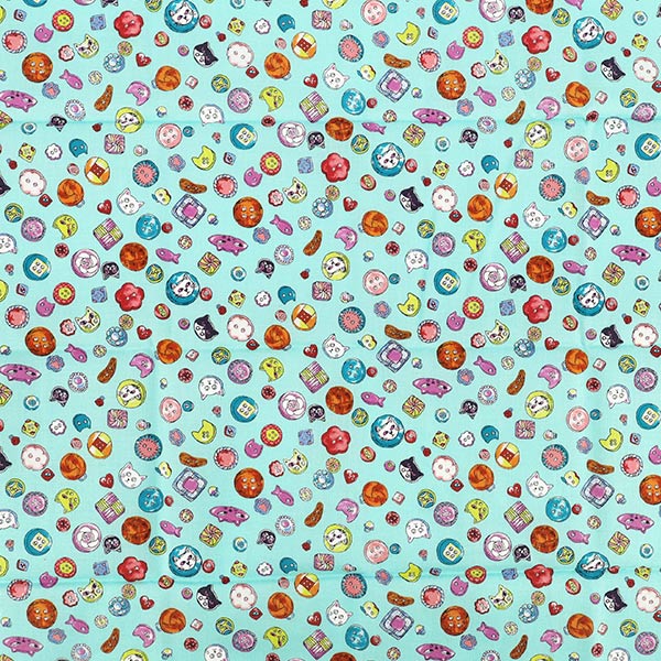 천・원단 "귀엽다.소잉 버튼 컷 천 약 110×50cm 블루 CCOCO-2602-1D』