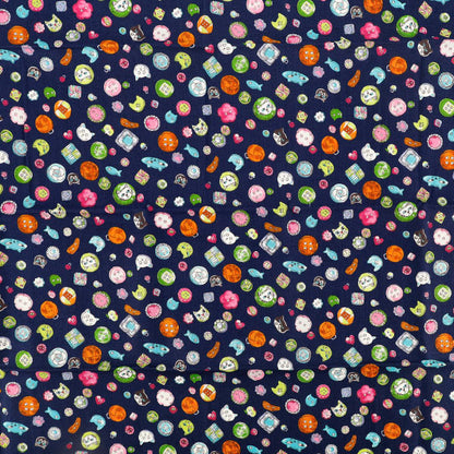 천・원단 "귀엽다.소잉 버튼 컷 천 약 110×50 cm 남색 CCOCO-2602-1E』
