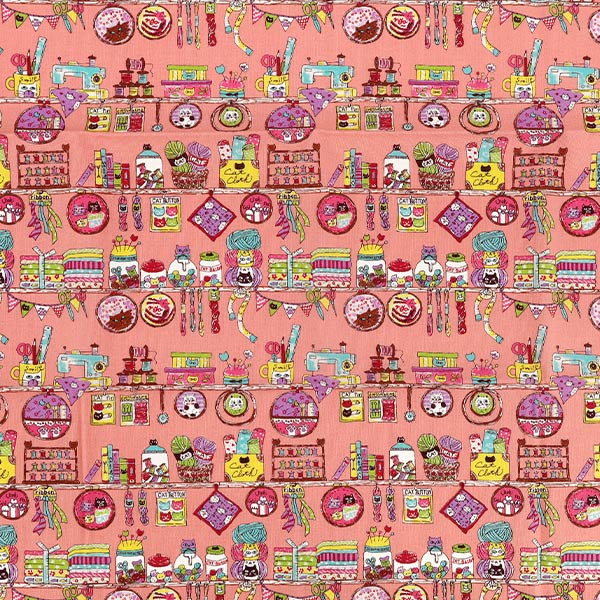 천・원단 "귀엽다.소잉 재봉 시간 컷 천 약 110×50cm 핑크 CCOCO-2602-3B』