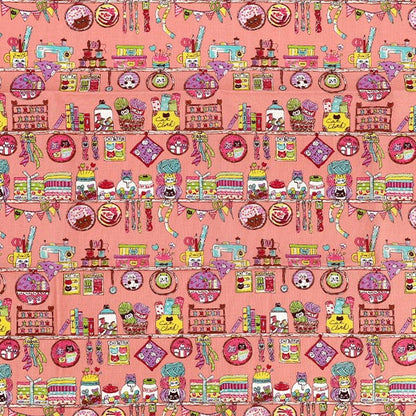 천・원단 "귀엽다.소잉 재봉 시간 컷 천 약 110×50cm 핑크 CCOCO-2602-3B』