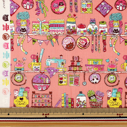 천・원단 "귀엽다.소잉 재봉 시간 컷 천 약 110×50cm 핑크 CCOCO-2602-3B』