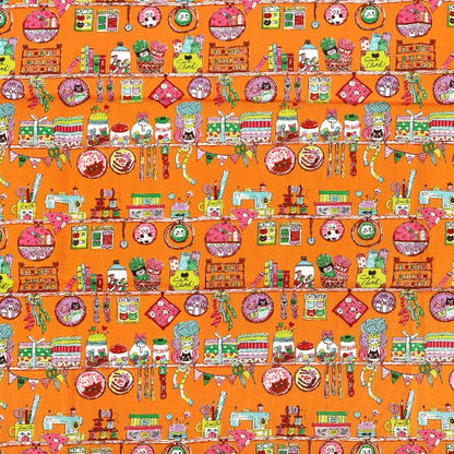천・원단 "귀엽다.소잉 재봉 시간 컷 천 약 110×50cm 오렌지 CCOCO-2602-3C』