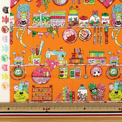 천・원단 "귀엽다.소잉 재봉 시간 컷 천 약 110×50cm 오렌지 CCOCO-2602-3C』