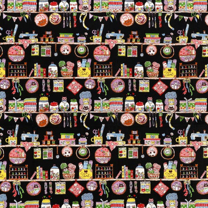 천・원단 "귀엽다.소잉 재봉 시간 컷 천 약 110×50cm 블랙 CCOCO-2602-3E』