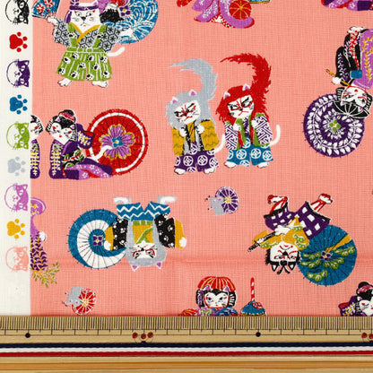 천・원단 "냥코다와 카부키다냐~ 컷 천 약 110×50cm 핑크 CCOCO-2603-1B』