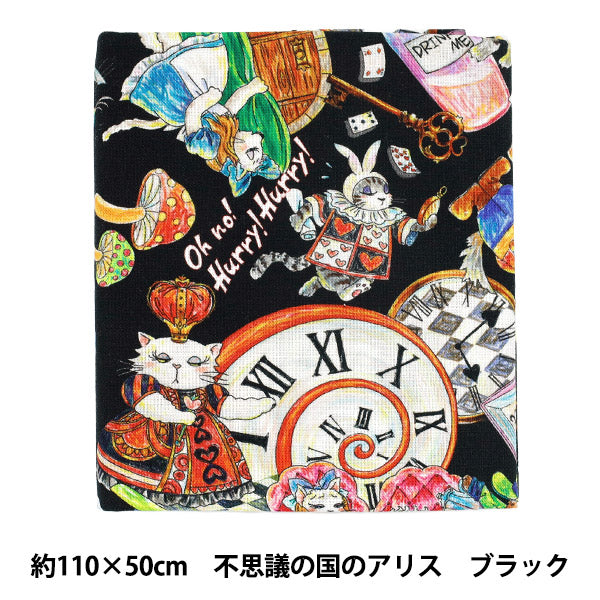 천・원단 "페어리 테일 다냐 컷 천 약 110×50cm 이상한 나라의 앨리스 블랙 C2026-6S-BK』