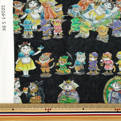 천・원단 "페어리 테일 다냐 컷 천 약 110×50cm 백설 공주 블랙 C2026-7S-BK』