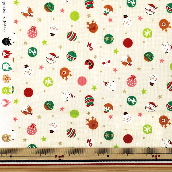 Tela "Estampado navideño Lunares cortada Tela Aprox. 110×50cm Blanquecino CCOCO-2606-1A”