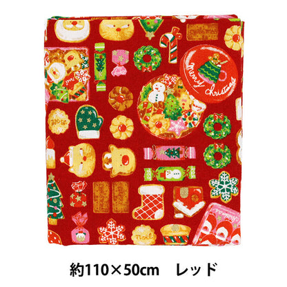 Stoff "Weihnachts-Druckguss-Kekse Stoffstück Ca. 110×50cm Rot CCOCO-2606-2B“