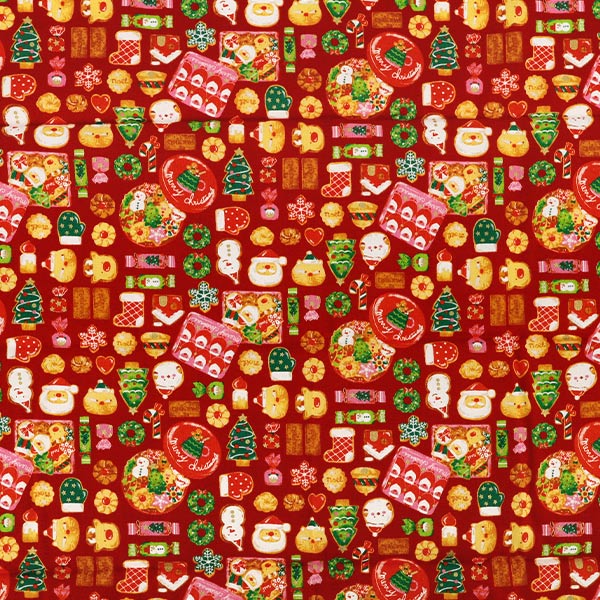 Stoff "Weihnachts-Druckguss-Kekse Stoffstück Ca. 110×50cm Rot CCOCO-2606-2B“