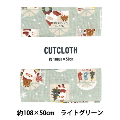 生地 『スケア クリスマス サンタクロースの窓柄 カットクロス 約108×50cm ライトグリーン C-SP6516-2A』