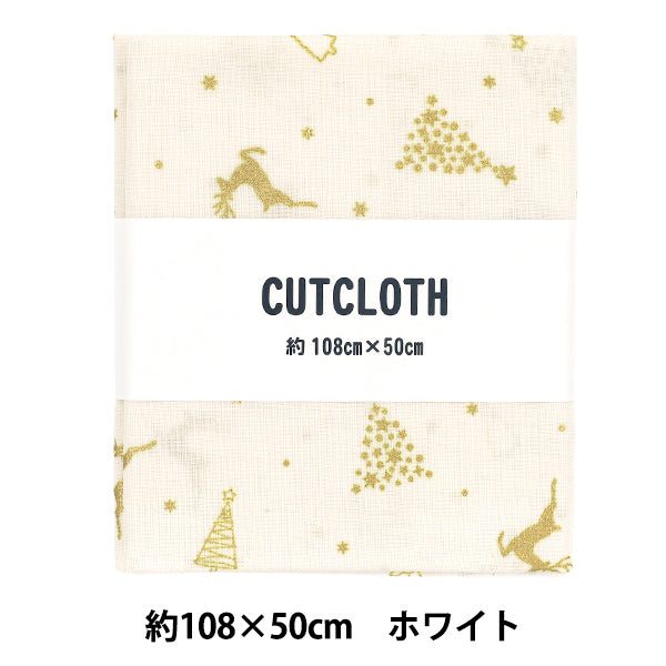 Fabric "Scare Print Christmas Gold Christmas Cut Cloth Approx. 108×50cm White C-AP65802-2A”