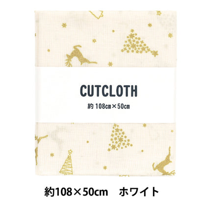 Fabric "Scare Print Christmas Gold Christmas Cut Cloth Approx. 108×50cm White C-AP65802-2A”
