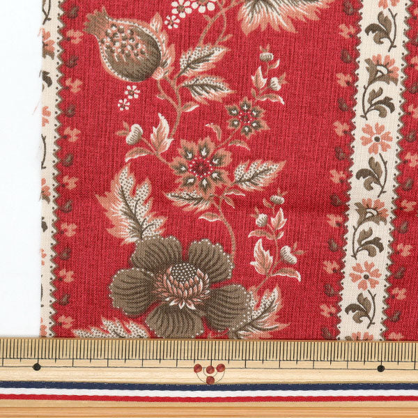 Fabric 『Quilting Cut Cloth Approx. 33cm x 50cm Bell Fleur Red C-DG10650S-A"