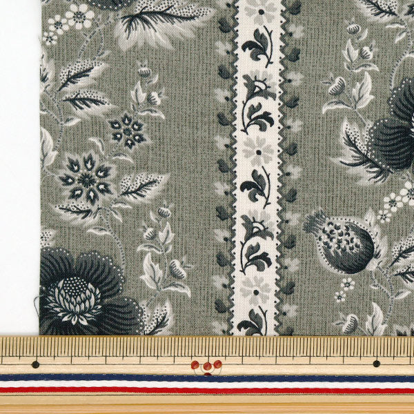 Fabric 『Quilting Cut Cloth Approx. 33cm x 50cm Bell Fleur Grey C-DG10650S-F"