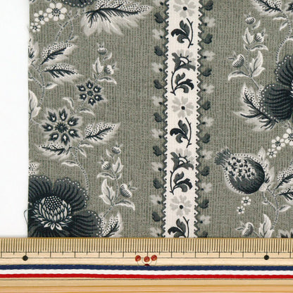 Fabric 『Quilting Cut Cloth Approx. 33cm x 50cm Bell Fleur Grey C-DG10650S-F"