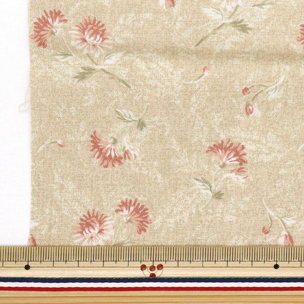 Fabric 『Quilting Cut Cloth Approx. 33cm x 50cm Chrysantheme Pink Beige C-DG10652S-A"