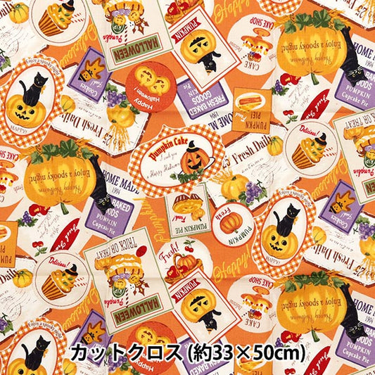 Tessuto "patchwork taglio croce di circa 33 cm x 50 cm Modello adesivo Halloween arancione C-LW2050-13B"