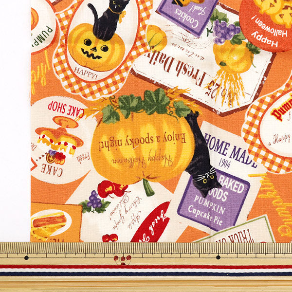 Fabric 『Quilting Cut Cloth Approximately 33cm x 50cm Halloween tecker pattern orange C-LW2050-13B]