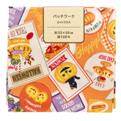 Fabric 『Quilting Cut Cloth Approximately 33cm x 50cm Halloween tecker pattern orange C-LW2050-13B]