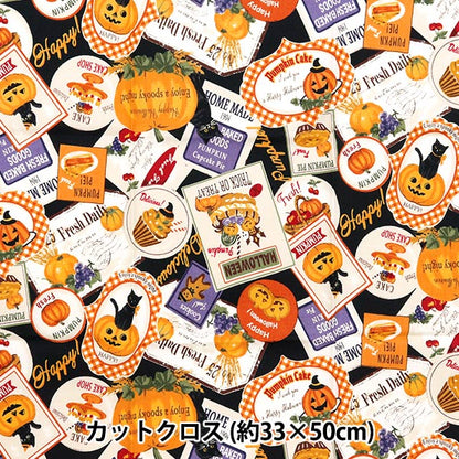 Tissu "Patchwork Cut Cross Environ 33 cm x 50 cm Halloween Match Sticker Black C-LW2050-13D"