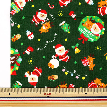 生地 『シーチング クリスマス PWカット 約33cm×30cm グリーン PW-AP55102-1A』