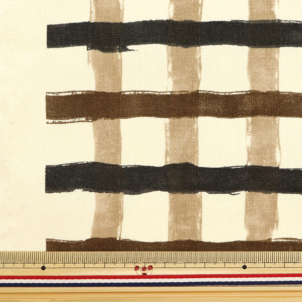 [Quantity from 5] Fabric “Recycled Cotton Canvas Check Brown KTS6937-E" COTTON KOBAYASHI