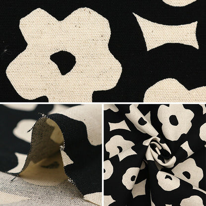 【数量5から】 生地 『う早この布 綿麻キャンバス アサガオ キナリ地×ブラック UP5903-A』 COTTON KOBAYASHI コットンこばやし 小林繊維