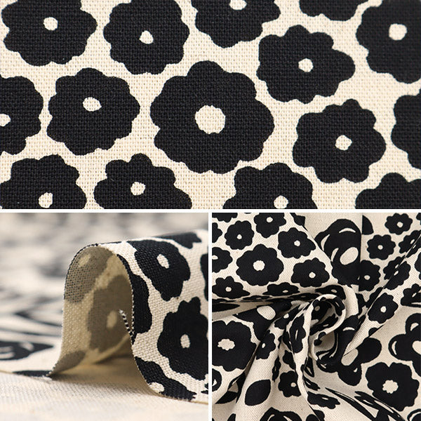 【数量5から】 生地 『う早この布 綿麻キャンバス ウッドカット クロ UP5905-A』 COTTON KOBAYASHI コットンこばやし 小林繊維