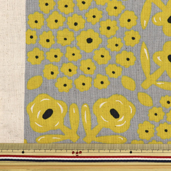 【数量5から】 生地 『う早この布 綿麻キャンバス ウッドカット イエロー UP5905-D』 COTTON KOBAYASHI コットンこばやし 小林繊維