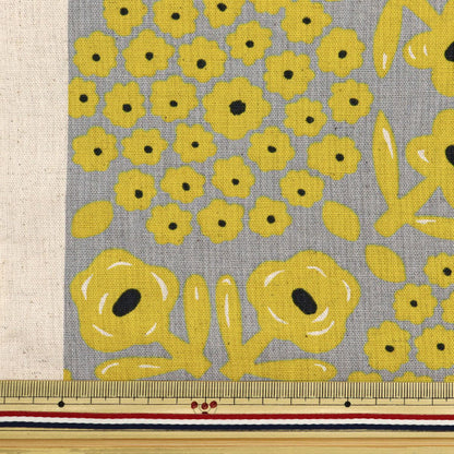【数量5から】 生地 『う早この布 綿麻キャンバス ウッドカット イエロー UP5905-D』 COTTON KOBAYASHI コットンこばやし 小林繊維