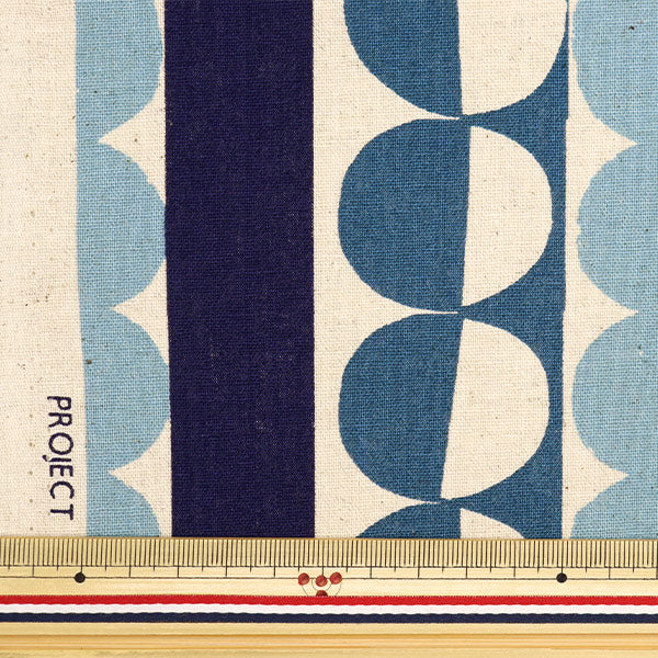[Quantity from 5] Fabric "Cotton linen canvas round stripe blue KTS6962-B" COTTON KOBAYASHI