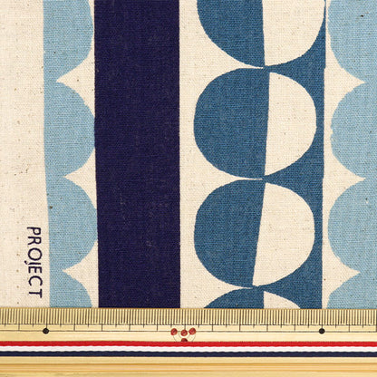 [Quantity from 5] Fabric "Cotton linen canvas round stripe blue KTS6962-B" COTTON KOBAYASHI