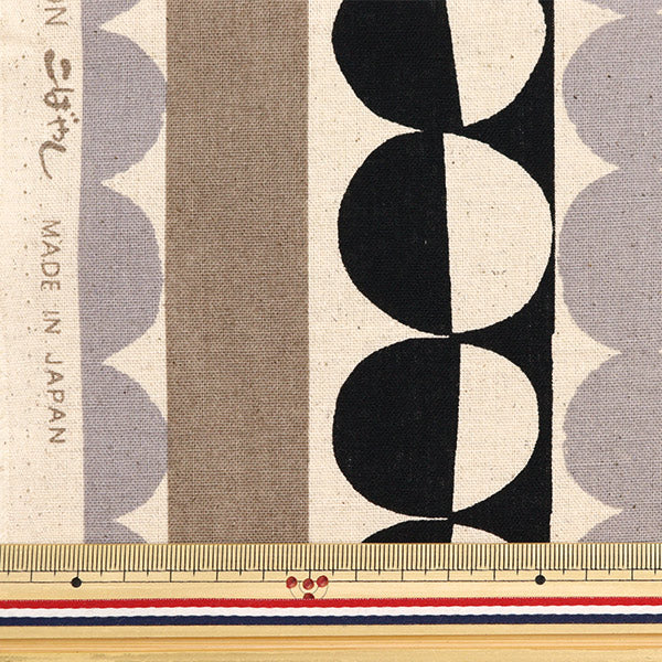 [Quantity from 5] Fabric "Cotton linen canvas round stripe black KTS6962-E" COTTON KOBAYASHI
