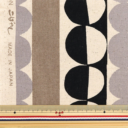 [Quantity from 5] Fabric "Cotton linen canvas round stripe black KTS6962-E" COTTON KOBAYASHI