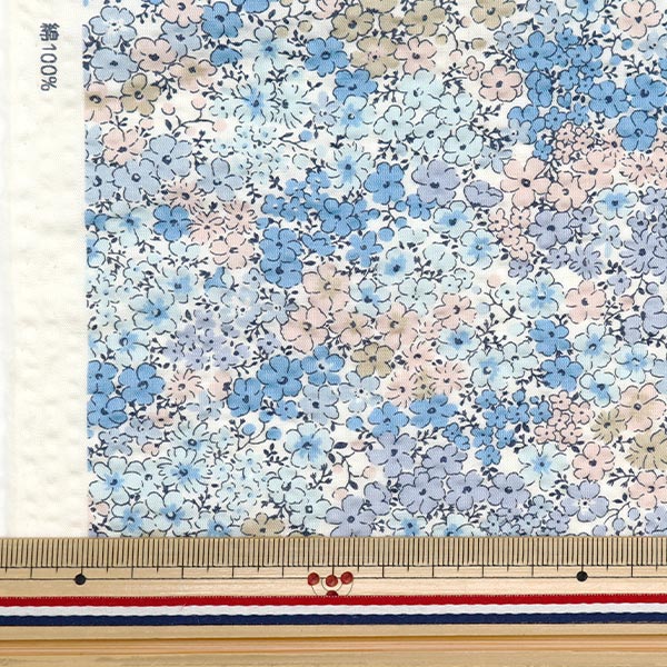 【数量5から】 生地 『リップルプリント 小花柄 水色 KTS7041-E』 COTTON KOBAYASHI コットンこばやし 小林繊維