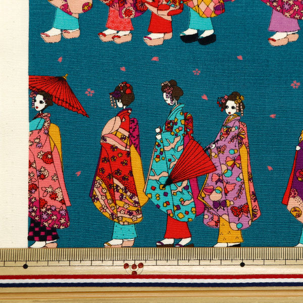 数量5から】 生地 『ブロード 舞妓さん ブルーグリーン KTS7078